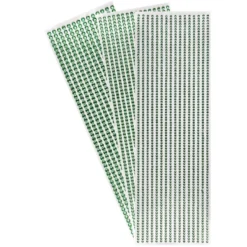 Schmuckstein-Bordüren, rund: Ø 3mm, Ø 4mm, Ø 5mm, selbstklebend, facettiert, grün, 3 Bogen