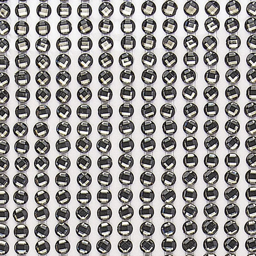 Schmuckstein-Bordüren, rund: Ø 3mm, Ø 4mm, Ø 5mm, selbstklebend, facettiert, anthrazit, 3 Bogen