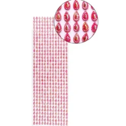 Schmuckstein-Bordüren, selbstklebend, facettiert, irisierend, Tropfen 5mm x 8 mm, 29cm, rot
