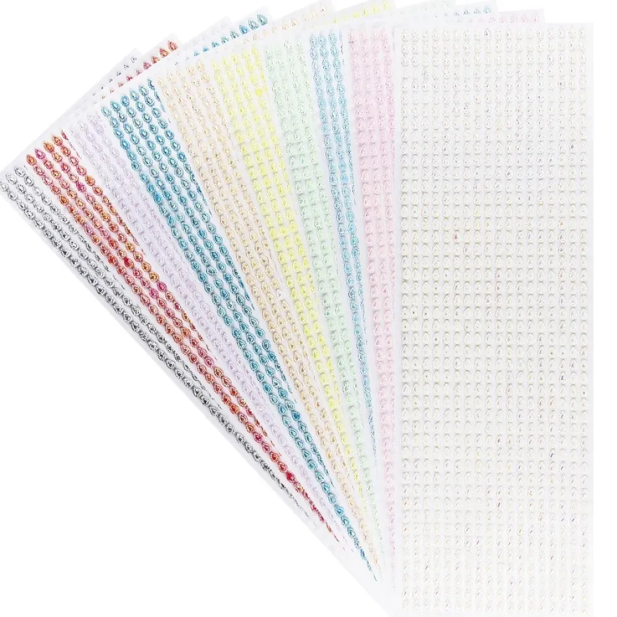 Schmuckstein-Bordüren, selbstklebend, facettiert, irisierend, 10cm x 30cm, Tropfen, 10 stück