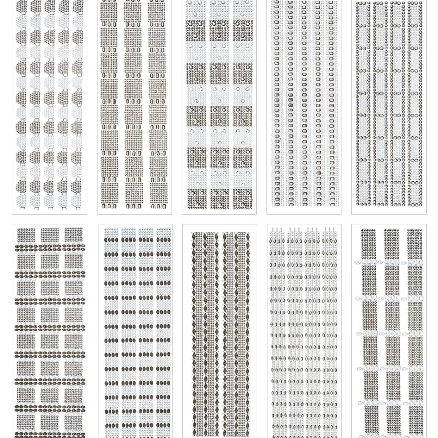 Schmuckstein-Bordüren Vielfalt, selbstklebend, 10 verschiedene Designs, 10 Bogen
