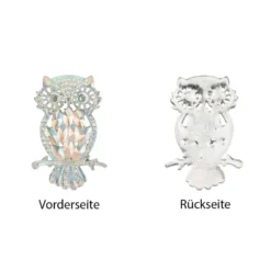 Schmucksteine, Eule, 3,4cm x 4,8cm, klar, irisierend, silberne Rückseite, 7 Stück