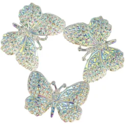Schmucksteine, Schmetterling 1, 2,4cm x 3,2cm, klar, irisierend, silberne Rückseite, 15 Stück