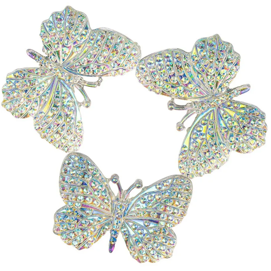 Schmucksteine, Schmetterling 1, 2,4cm x 3,2cm, klar, irisierend, silberne Rückseite, 15 Stück