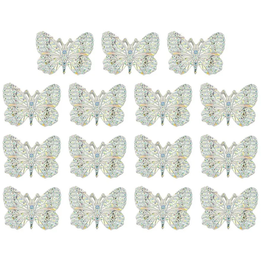 Schmucksteine, Schmetterling 1, 2,4cm x 3,2cm, klar, irisierend, silberne Rückseite, 15 Stück
