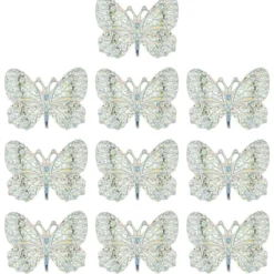 Schmucksteine, Schmetterling 1, 2,8cm x 3,7cm, klar, irisierend, silberne Rückseite, 10 Stück