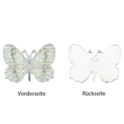 Schmucksteine, Schmetterling 1, 2,8cm x 3,7cm, klar, irisierend, silberne Rückseite, 10 Stück
