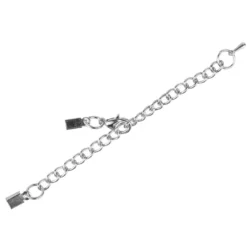 Schmuck-Verschlüsse, Kette mit Karabiner, 7cm, silber, 2 Quetsch-Verschlüsse, 5 Stück
