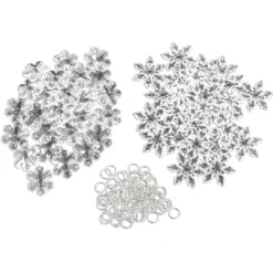 Schneeflocken-Anhänger mit Verbindungsringen, transparent, klar, 150-teilig