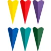 Schultüten, Zierkante, 23cm hoch, Ø 9,5cm, Deko-Karton, verschiedene Farben, 6 Stück