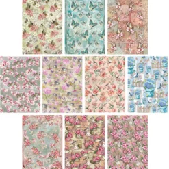 Selbstklebende Stoffe, Vögel & Schmetterlinge, DIN A4, versch. Designs, 10 Stück