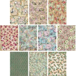 Selbstklebende Stoffe, Weihnachtsfloristik 1, DIN A4, verschiedene Designs, 10 Stück