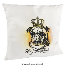 Siebdruckschablone Mops, King of the road, 32,5cm x 22,5cm, selbstklebend, inkl. Rakel