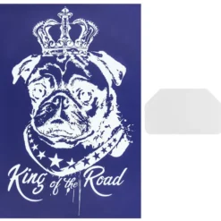 Siebdruckschablone Mops, King of the road, 32,5cm x 22,5cm, selbstklebend, inkl. Rakel
