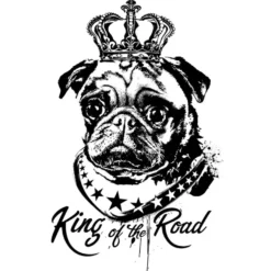 Siebdruckschablone Mops, King of the road, 32,5cm x 22,5cm, selbstklebend, inkl. Rakel