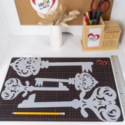 Silhouetten-Laser-Schablone, 26cm & 36cm, Schlüssel, 4 Stück
