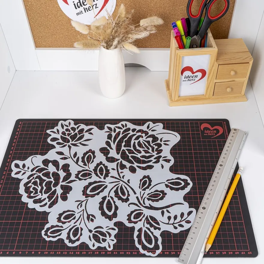 Silhouetten-Laser-Schablone, 33cm x 29cm, Rose