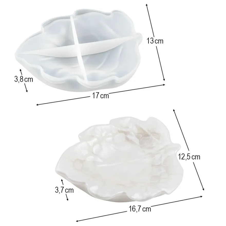 Silikonform, Blattschale 4, 17cm x 13cm x 3,8cm, transluzent, lebensmittelecht