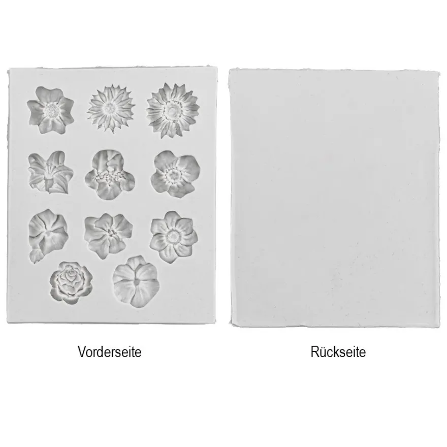 Silikonform, Blüten, 10,8cm x 8,7cm x 1cm, transluzent
