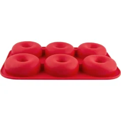 Silikonform, Donuts, Form: 28cm x 19cm, 3cm hoch, für 6 Donuts: je Ø 8cm
