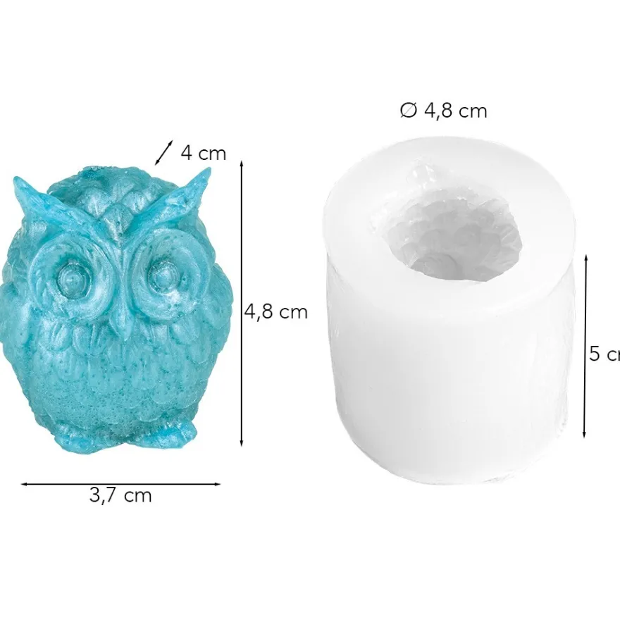 Silikonform Eule, Größe Figur: 4,8cm x 3,7cm x 4cm