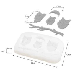 Silikonform Eulen, 10cm x 1cm x 6,8cm, 5 Designs