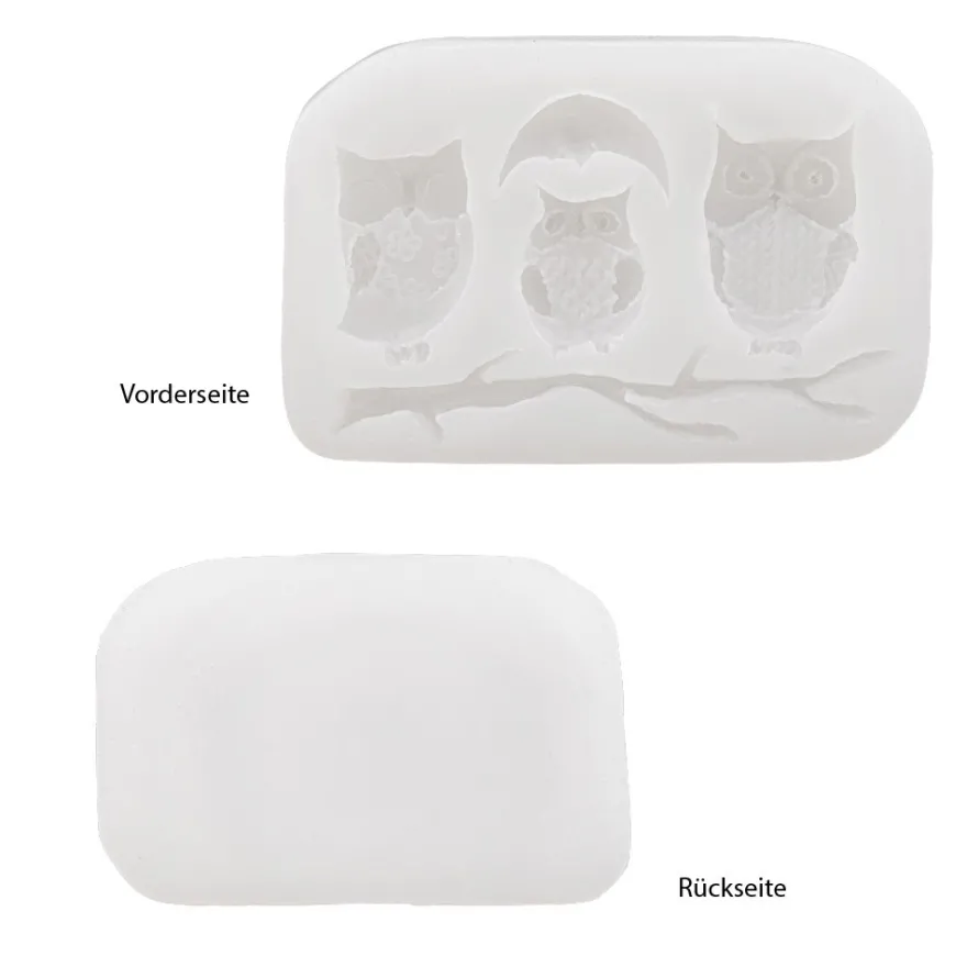 Silikonform Eulen, 10cm x 1cm x 6,8cm, 5 Designs
