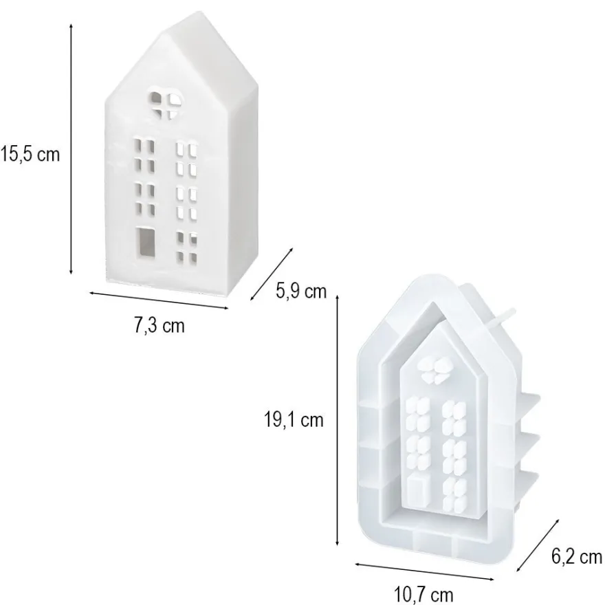 Silikonform, Haus stehend, mittel, 10,7cm x 19,1cm x 6,2cm, transluzent, lebensmittelecht