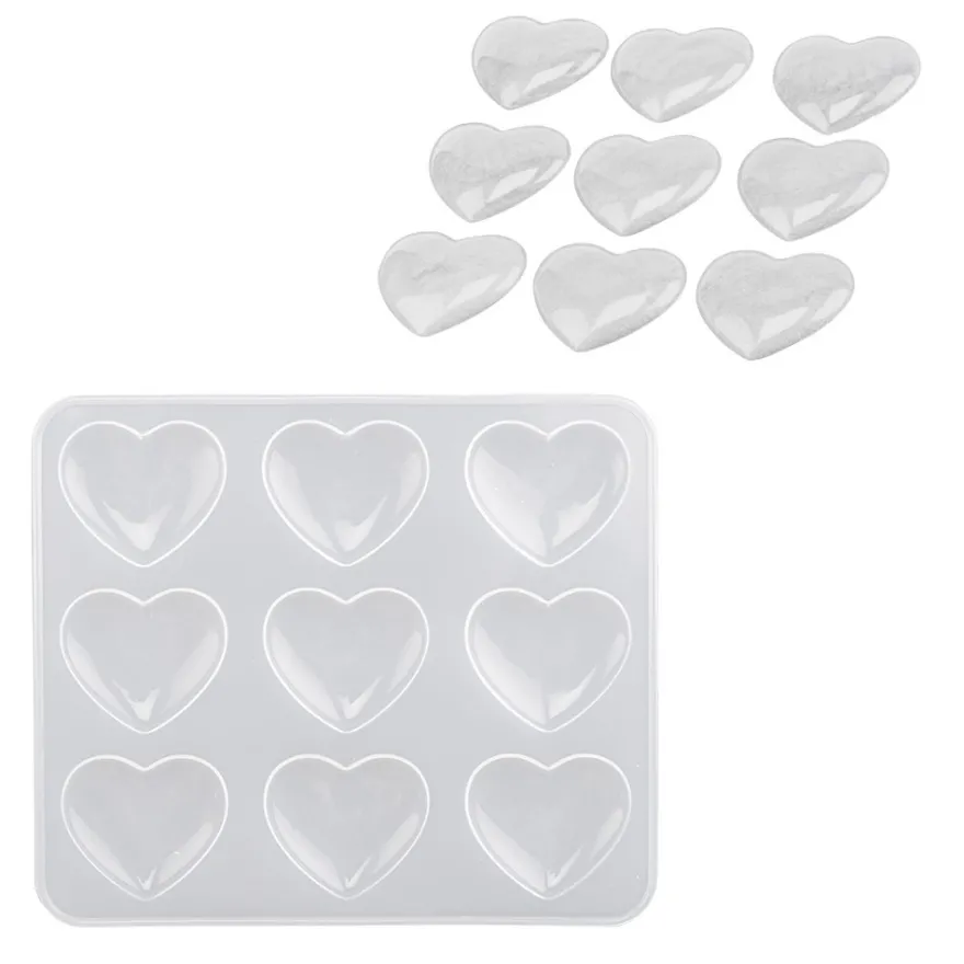 Silikonform, Herzen 3, 20,1cm x 1cm x 17,5cm, 9 Herzen, lebensmittelecht
