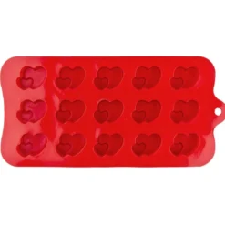 Silikonform, Herzen 1, Form: 21cm x 10,4cm, 1,5cm, für 15 Herzen: je 2,9cm x 2,2cm