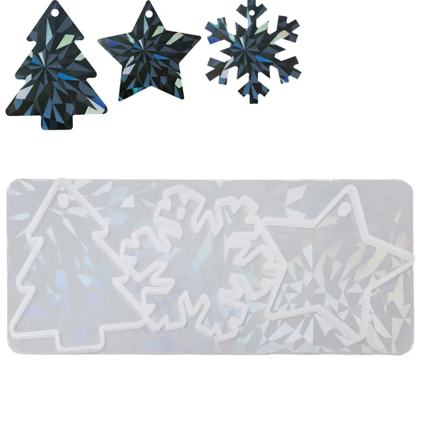 Silikonform, Holografie-Effekt, Tanne, Eiskristall, Stern, 18,6cm x 8,2cm x 0,7cm, lebensmittelecht