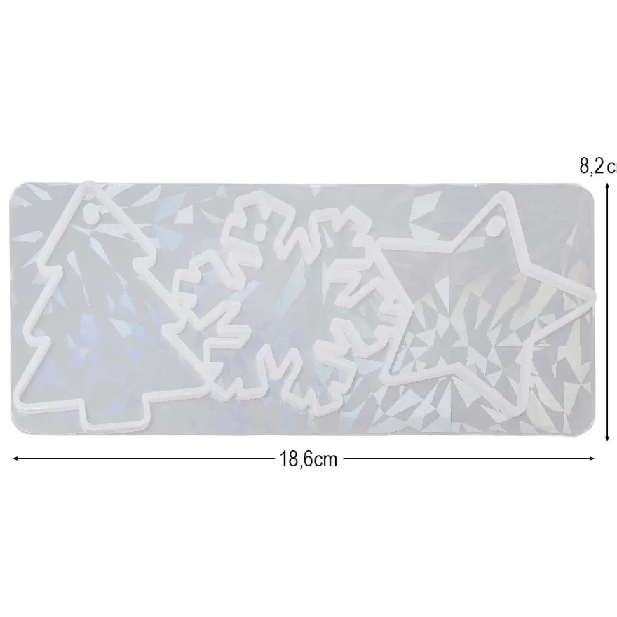 Silikonform, Holografie-Effekt, Tanne, Eiskristall, Stern, 18,6cm x 8,2cm x 0,7cm, lebensmittelecht