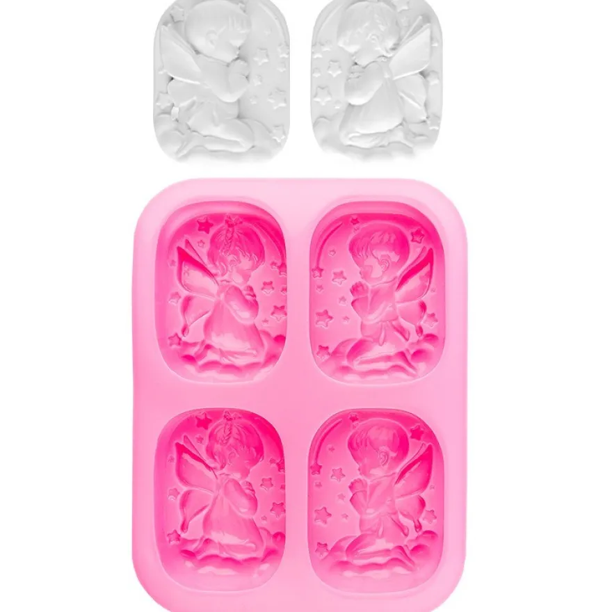 Silikonform, 4 in 1, Engel, 7,7 cm x 5,9 cm