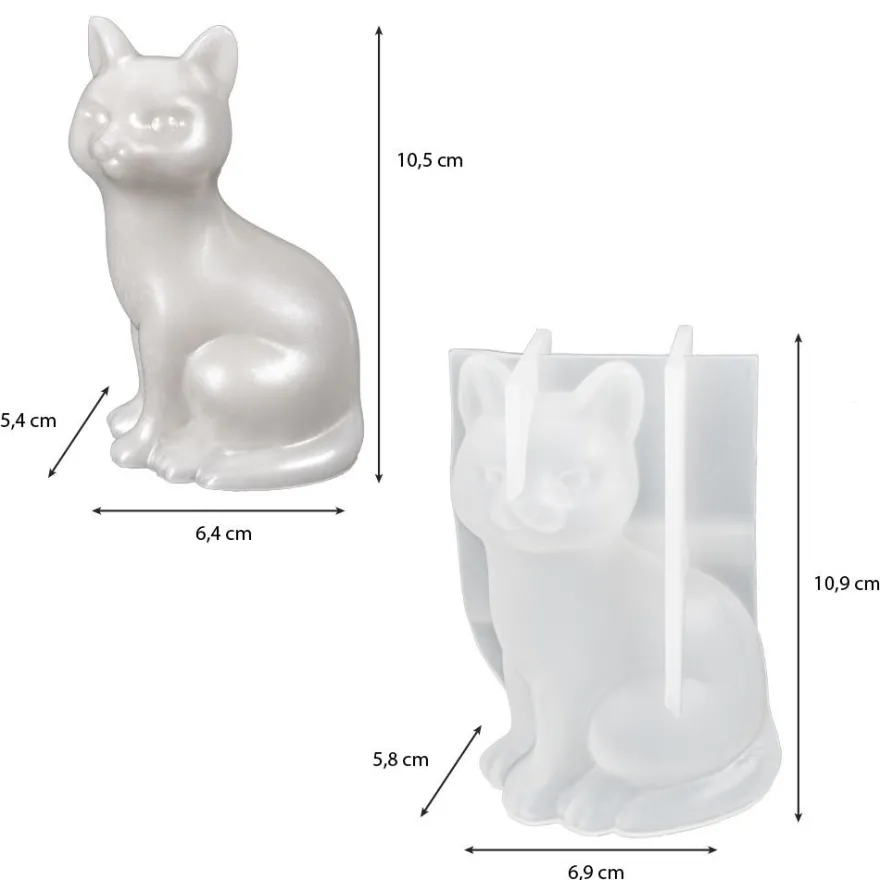 Silikonform, Katze 1, 6,9cm x 5,8cm x 10,9cm, transluzent, lebensmittelecht