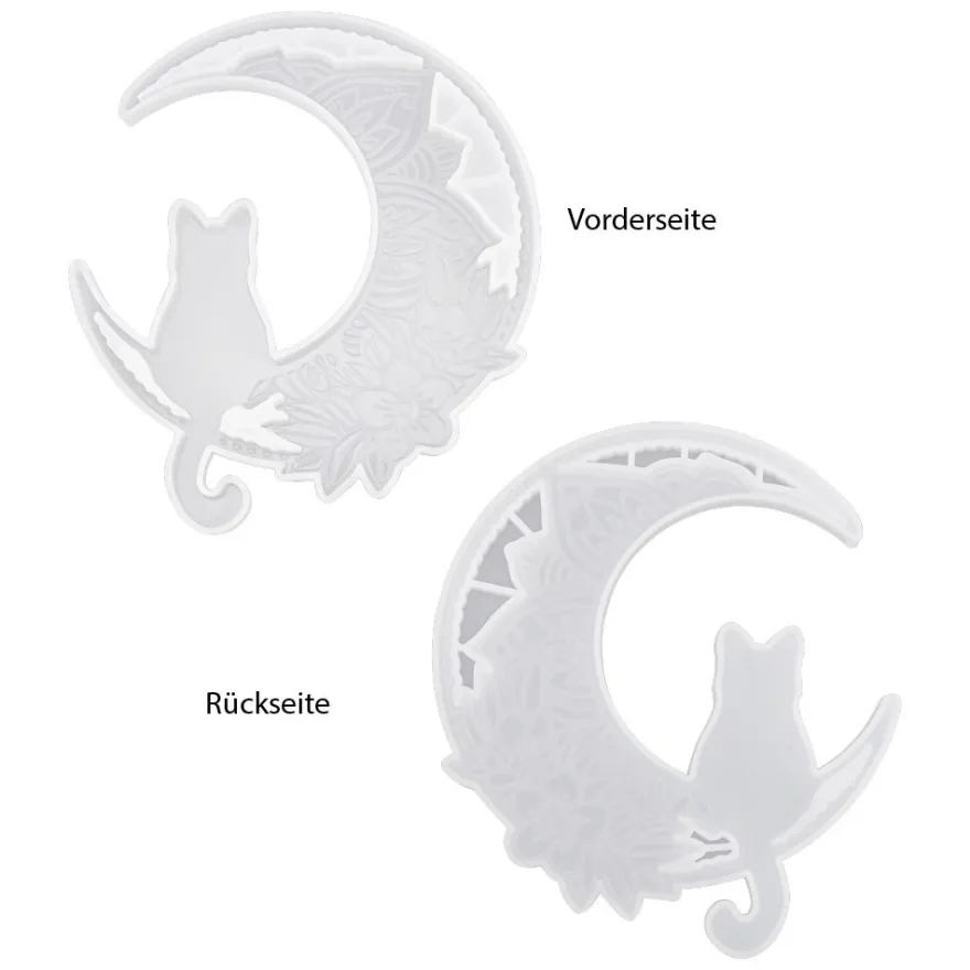 Silikonform, Katze im Mond, 14,7cm x 1cm x 16,3cm, lebensmittelecht