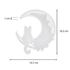 Silikonform, Katze im Mond, 14,7cm x 1cm x 16,3cm, lebensmittelecht