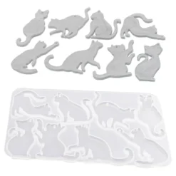 Silikonform, Katzen 1, 13,9cm x 0,4cm x 9,1cm, 8 Designs, lebensmittelecht