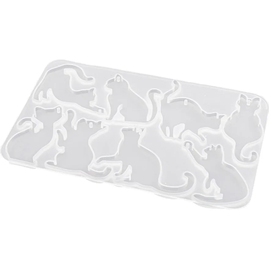 Silikonform, Katzen 1, 13,9cm x 0,4cm x 9,1cm, 8 Designs, lebensmittelecht
