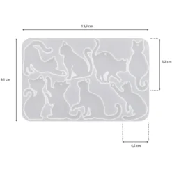 Silikonform, Katzen 1, 13,9cm x 0,4cm x 9,1cm, 8 Designs, lebensmittelecht