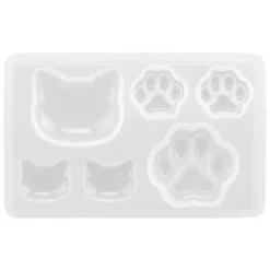 Silikonform, Katzenköpfe & Pfoten, 7,9cm x 0,8cm x 5cm, 6 Designs, lebensmittelecht