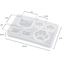 Silikonform, Katzenköpfe & Pfoten, 7,9cm x 0,8cm x 5cm, 6 Designs, lebensmittelecht