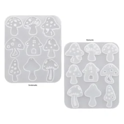 Silikonform, Pilze, 11,3cm x 0,4cm x 13,6cm, 9 Designs, lebensmittelecht