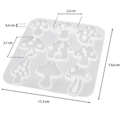 Silikonform, Pilze, 11,3cm x 0,4cm x 13,6cm, 9 Designs, lebensmittelecht