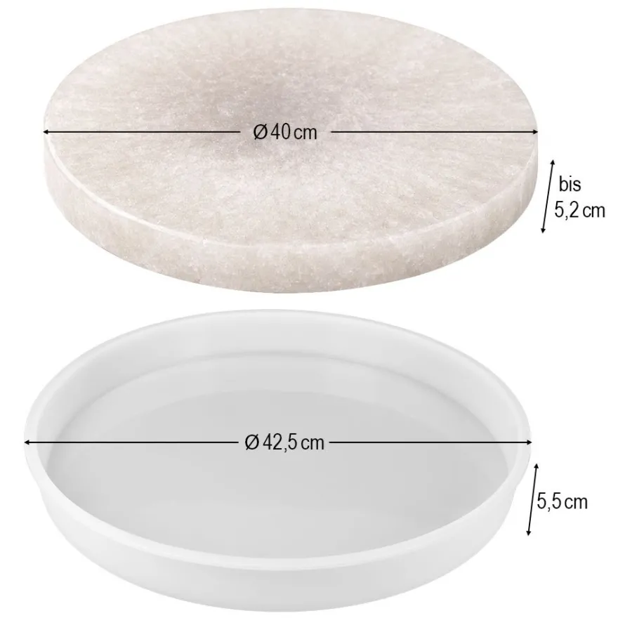 Silikonform, runde Scheibe/Tischplatte, Ø42,5cm, 5,5cm hoch, transluzent, lebensmittelecht