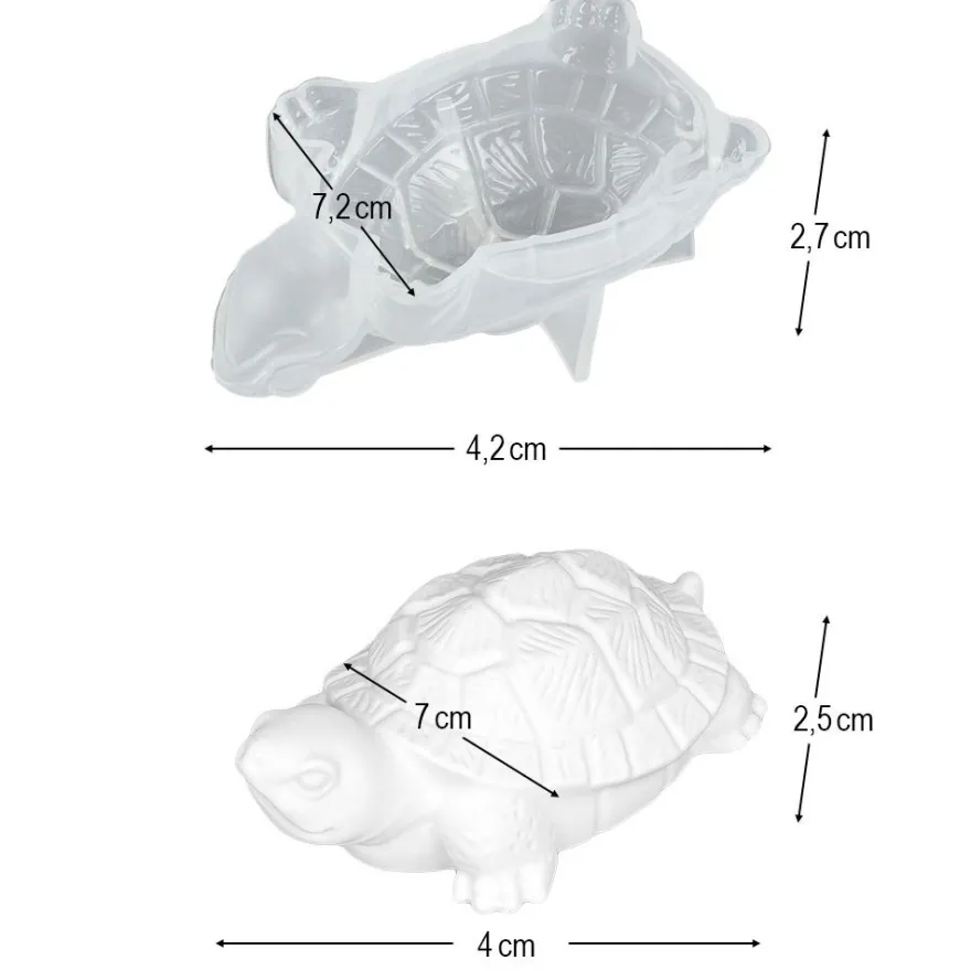 Silikonform, Schildkröte 2, 7,2cm x 4,2cm x 2,7cm, transluzent, lebensmittelecht