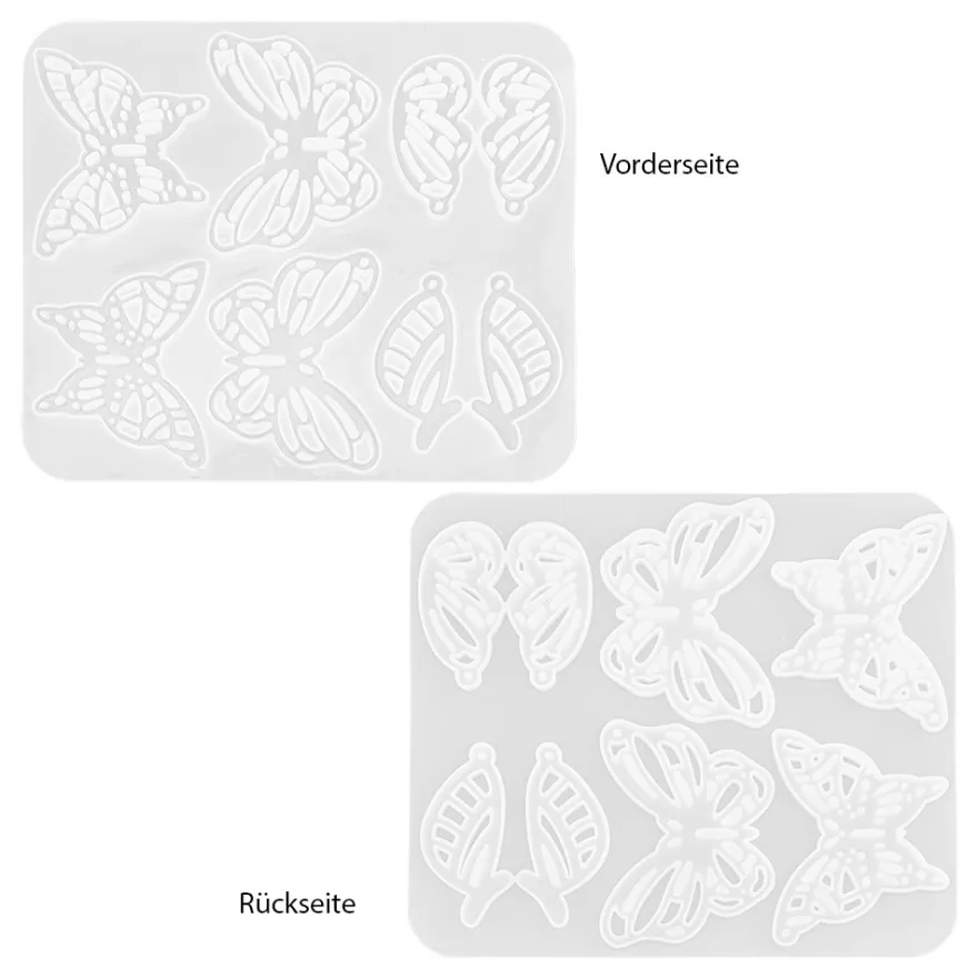 Silikonform, Schmetterlinge 4, 16,5cm x 0,5cm x 14,3cm, 8 Designs, lebensmittelecht