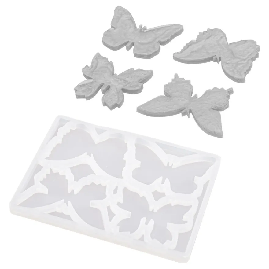 Silikonform, Schmetterlinge 1, 8,8cm x 0,5cm x 7cm, 4 Designs, lebensmittelecht