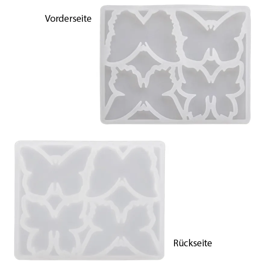 Silikonform, Schmetterlinge 1, 8,8cm x 0,5cm x 7cm, 4 Designs, lebensmittelecht