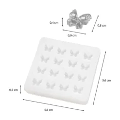 Silikonform, Schmetterlinge 3, 5,6cm x 0,5cm x 5,6cm, 16 Schmetterlinge
