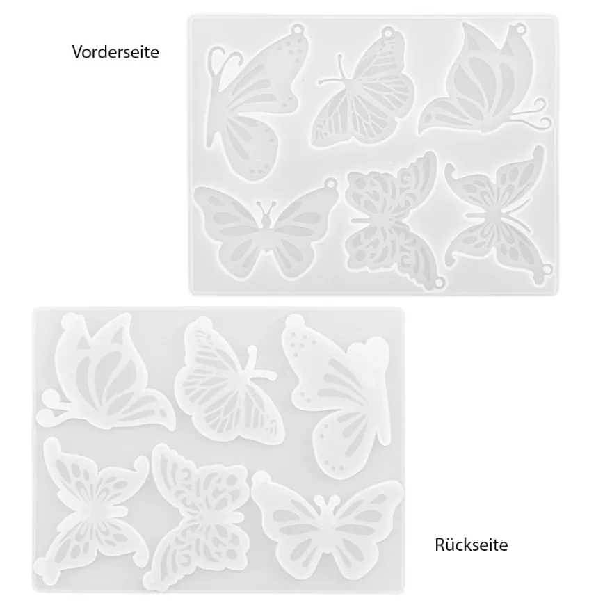 Silikonform, Schmetterlinge 2, 17,9cm x 0,5cm x 13,9cm, 6 Designs, lebensmittelecht